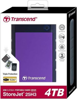 4TB, Transcend, StoreJet, 25H3 2.5-inch, USB3.0 Portable Hard Drive