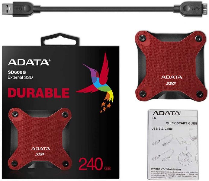 ASD600Q-240GU31-CBK ADATA SD600Q 240GB 3D NAND USB3.2 Ultra-Speed External Solid State Drive Read up to 440 MB/s Black 