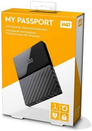 WD, 1TB, Black, My Passport, Portable External Hard Drive, USB 3.0, WDBYNN0010BBK,WESN