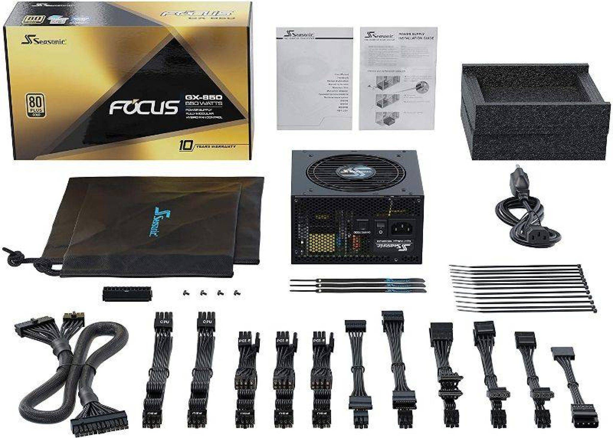 Seasonic, FOCUS GX850, 850W 80+ Gold, FullModular, Fan Control in