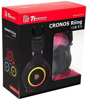 Tt eSPORTSV, Cronos Riing RGB 7.1, Premium Virtual Surround Sound, 16.8 Million 8 Lighting Effects RGB Color Gaming Headset HT-CRA-DIECBK-20