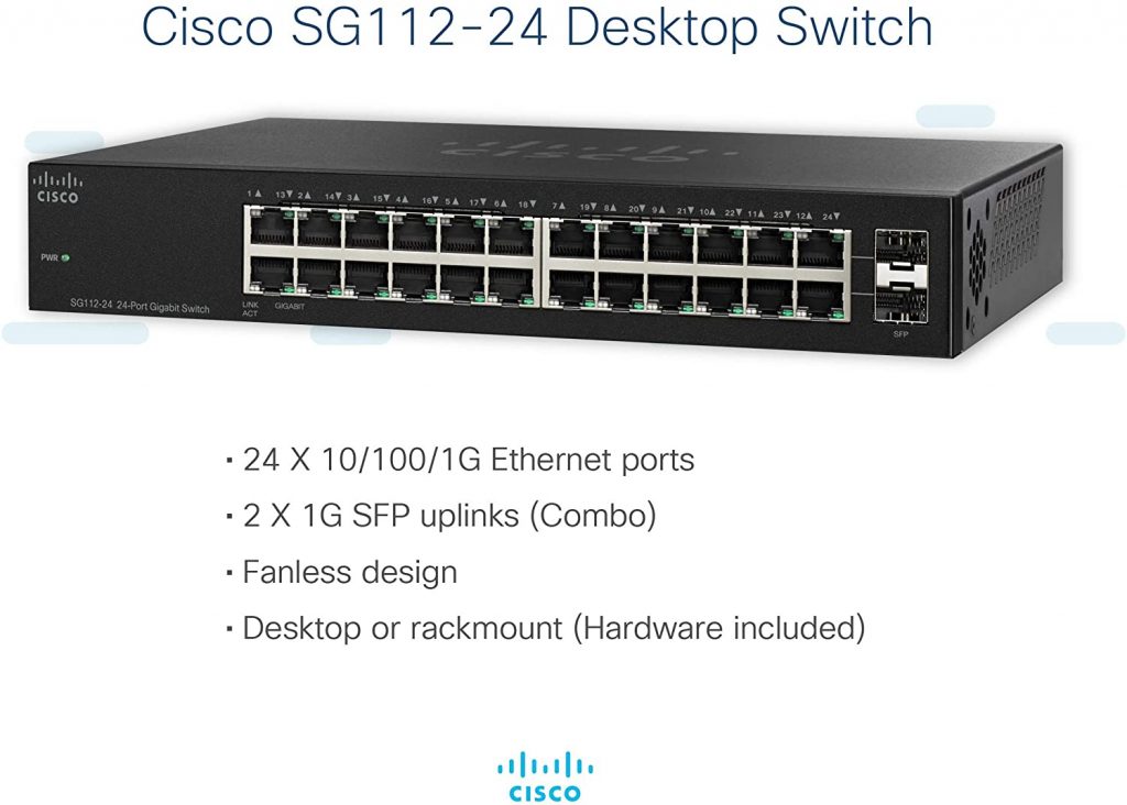 Cisco SG112-24 Switch 24 port Gigabit Switch with 2 Mini-GBIC Ports .loqtaa.com, 