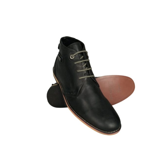 حذاء جلد طبيعي هاف بوت اسود داكن اللون \105 .loqtaa.com,