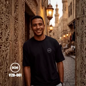 DEDO V2B-001 black T-shirt with a subtle chest logo