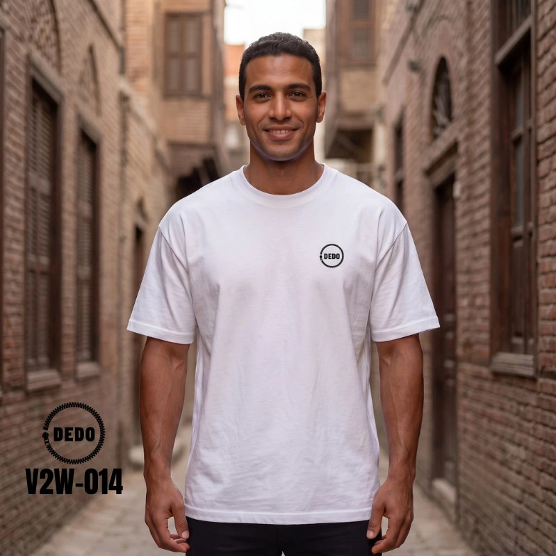 DEDO Sunset Lion Oversized Graphic T-Shirt for Men- White Heavyweight Cotton Drop-Shoulder Tee (V2W-014) - Image 2