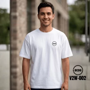 DEDO V2W-002 white oversized T-shirt with a small DEDO logo on the chest