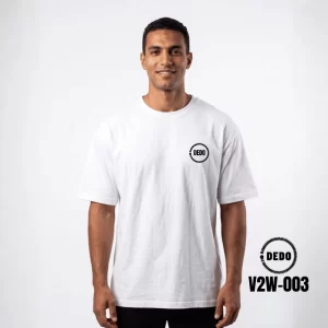 DEDO V2W-003 white oversized T-shirt with minimalist chest logo