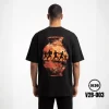 DEDO V2B-003 black oversized T-shirt with large Egyptian-inspired vase graphic on the back