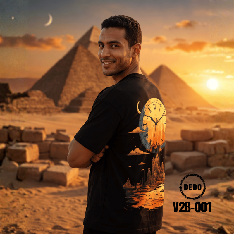 DEDO V2B-001 Premium Graphic T-Shirt, Desert Clock - Image 2