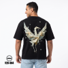 DEDO V2B-004 oversized black T-shirt with bold geometric wings graphic on the back