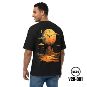 DEDO V2B-004 white oversized T-shirt with origami bird back print