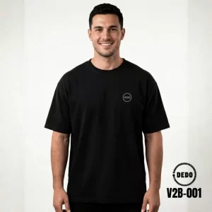 DEDO V2B-002 black T-shirt featuring a subtle DEDO logo on the chest