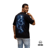 DEDO V2B-005 black oversized T-shirt with blue dragon graphic on the back