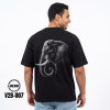DEDO Men's Black Oversized T-Shirt with Elephant Back Graphic (Model V2B-007)