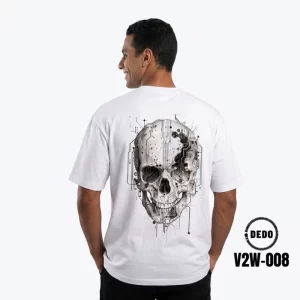Men’s Cyberpunk Graphic Oversized White T-Shirt (DEDO V2W-008)