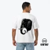 DEDO Oversized White T-Shirt (V2W-007) – Majestic Elephant Graphic